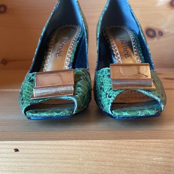 J. Renee Green reptile open toe pump shoes - Picture 3 of 6